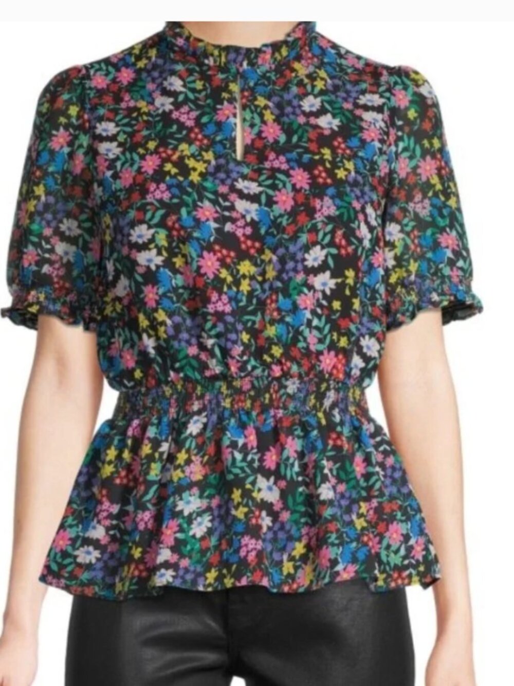 Catherine  Malandrino Floral Smocked Waist Top, size Medium, NWT